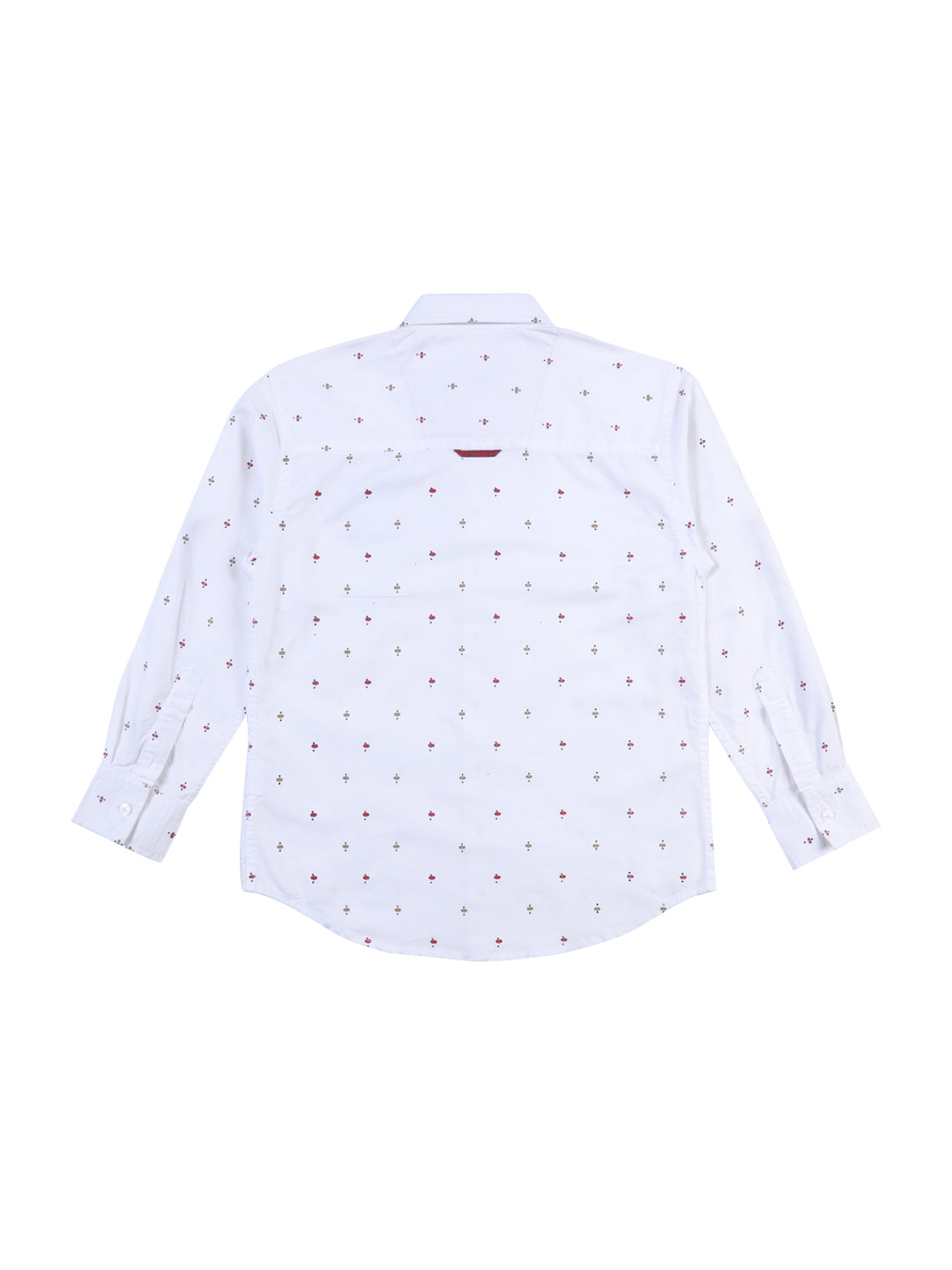 Boys White Abstract Cotton Shirt Full Sleeves