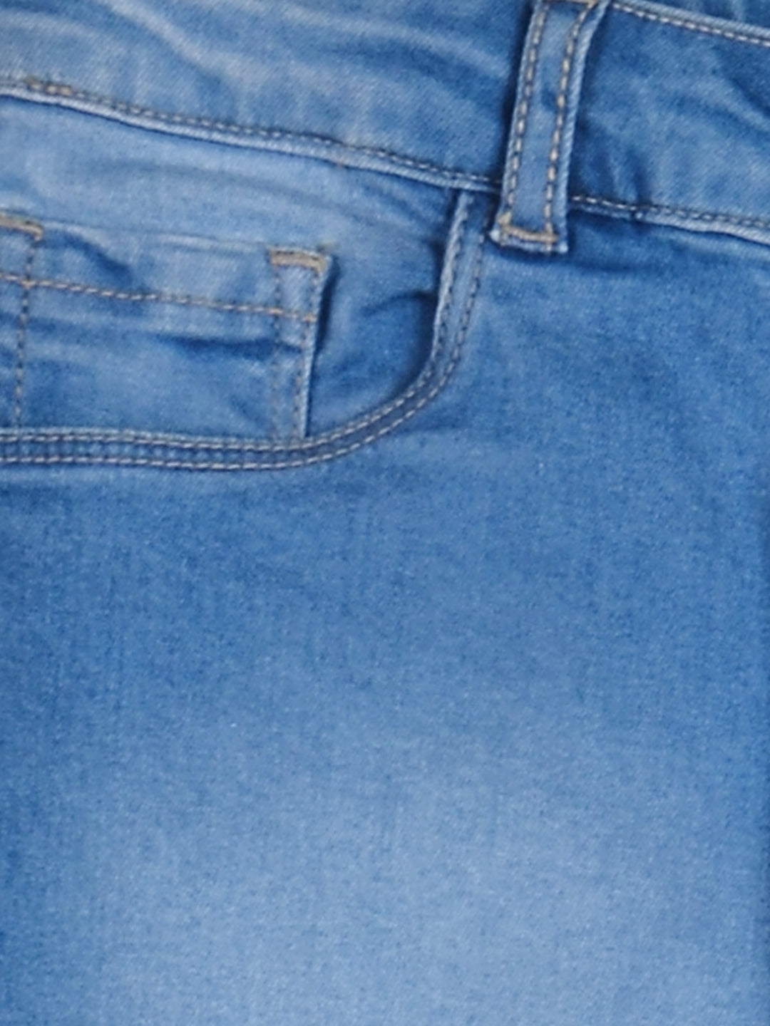 Girls Blue Washed Denim Jeans Fixed Waist