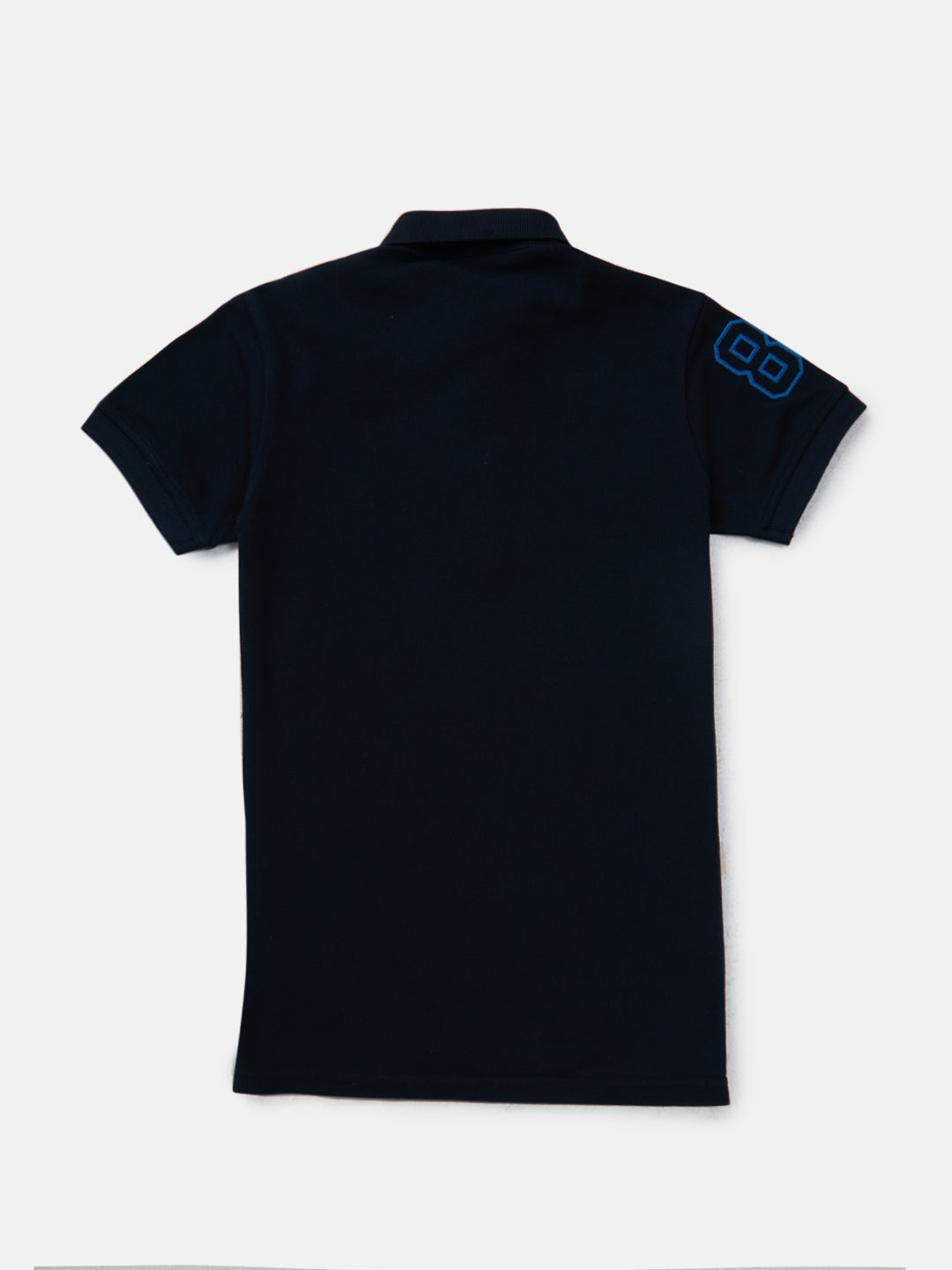 Boys Navy Blue Stripes Cotton Polo T-Shirt Half Sleeves