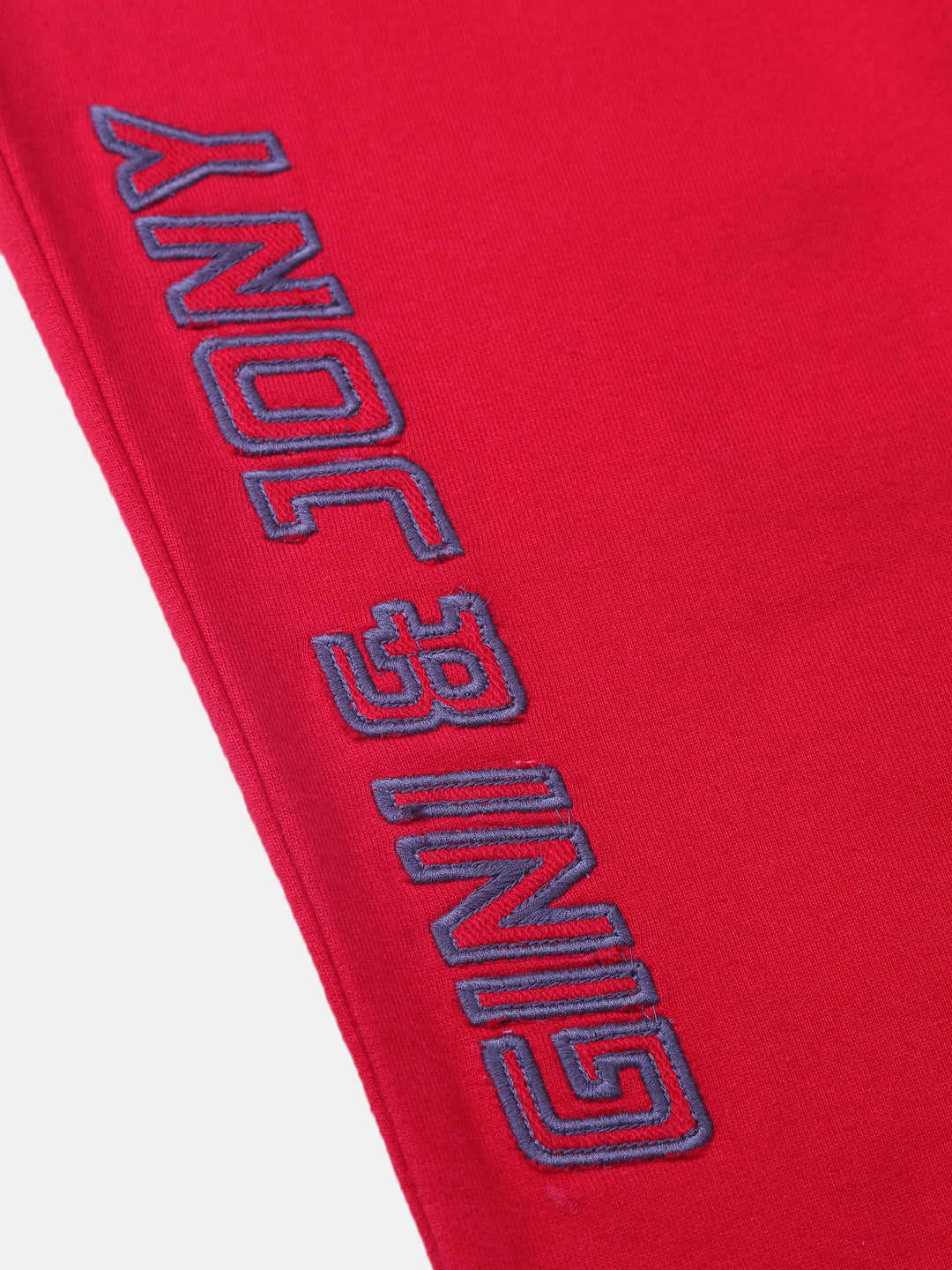 Boys Red Typographic Cotton Track Pant Elasticated