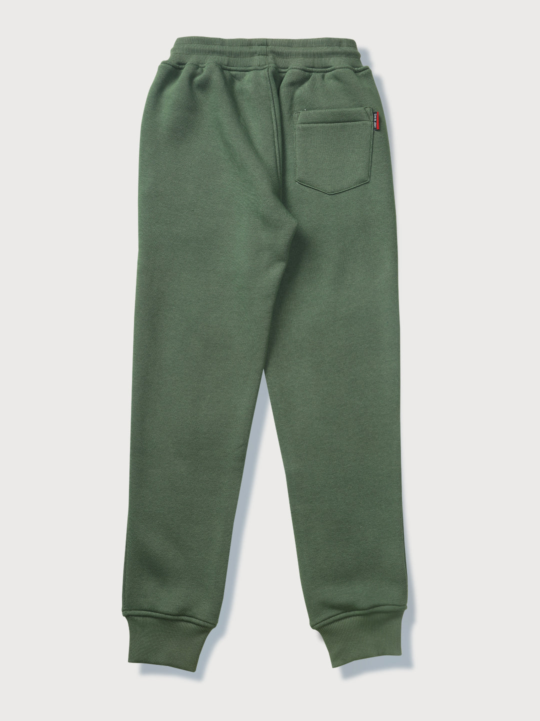 Boys Olive Embriodery Cotton Track Pant Elasticated