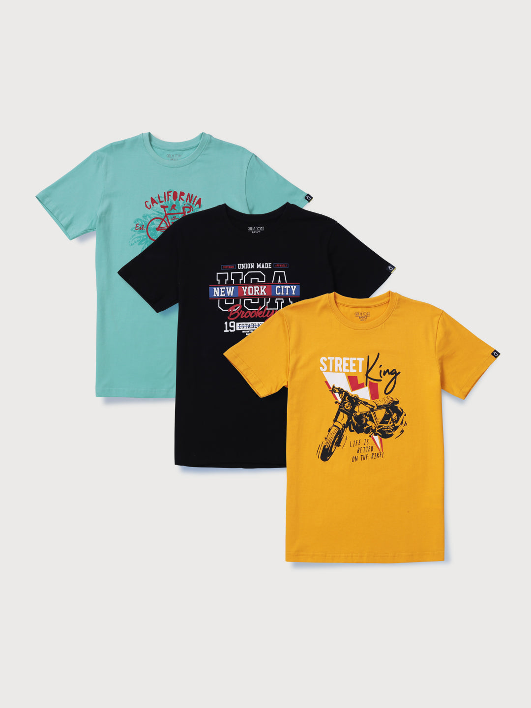 Boys Multicolor Graphic Print Cotton T-Shirt Pack Of-3 Half Sleeves