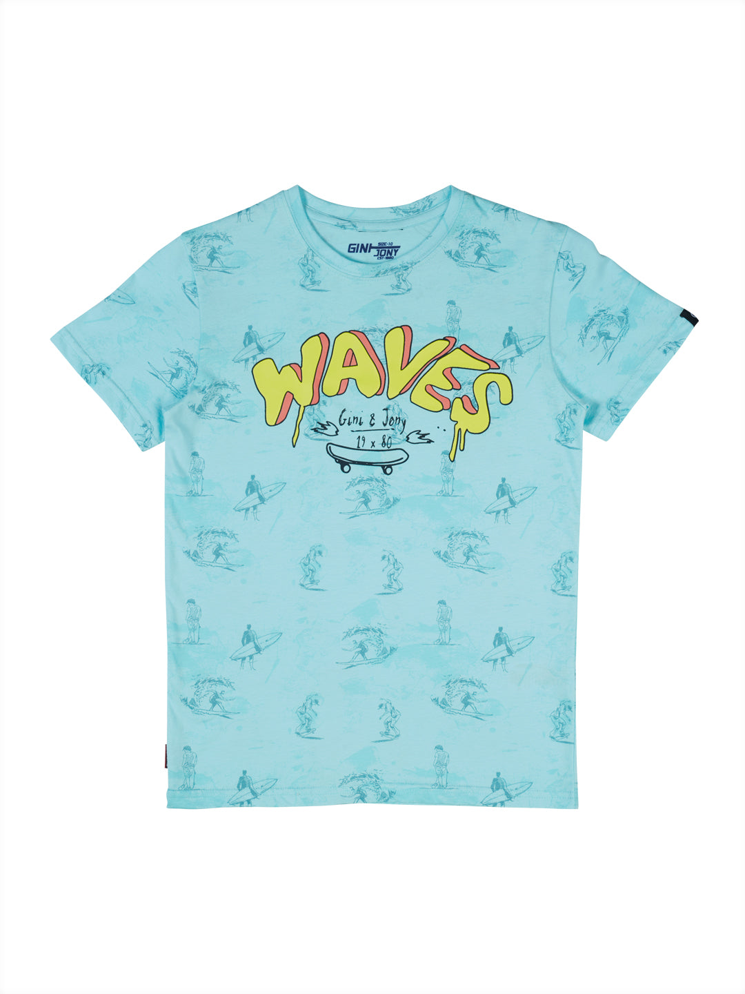 Boys Blue all over print Cotton T-Shirt Half Sleeves