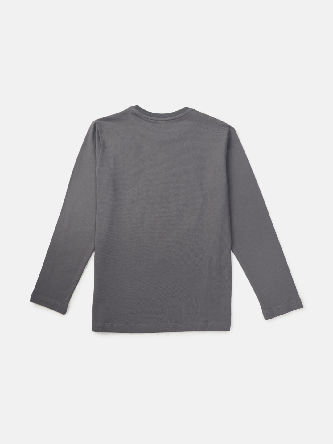 Boys Grey Graphic Print Cotton T-Shirt Full Sleeves