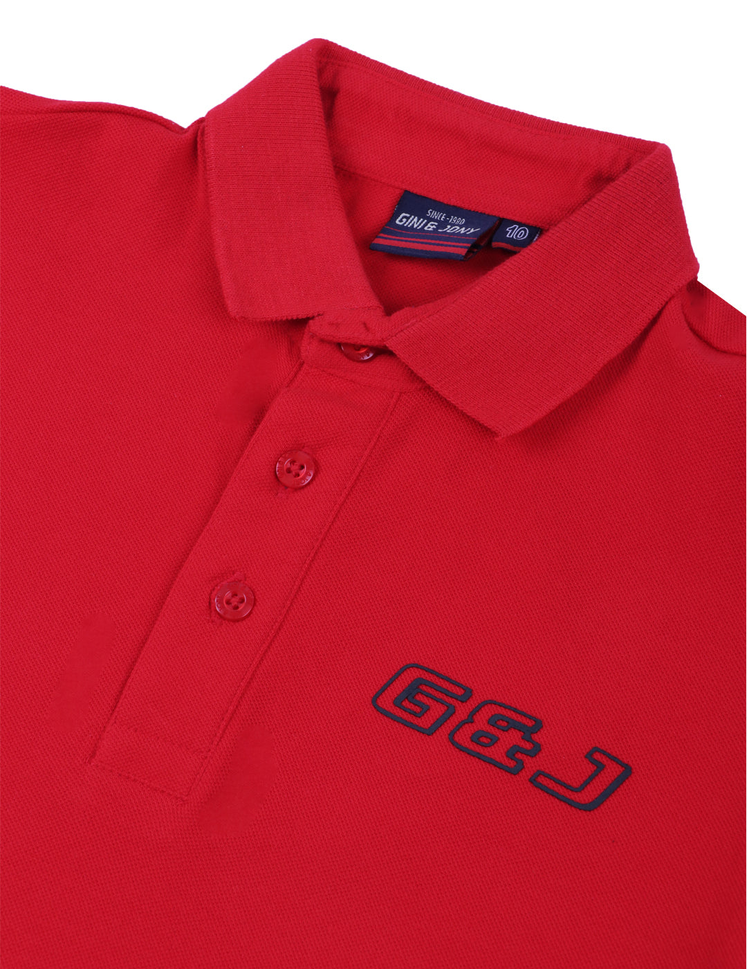 Boys Red Solid Cotton Polo T-Shirt Half Sleeves