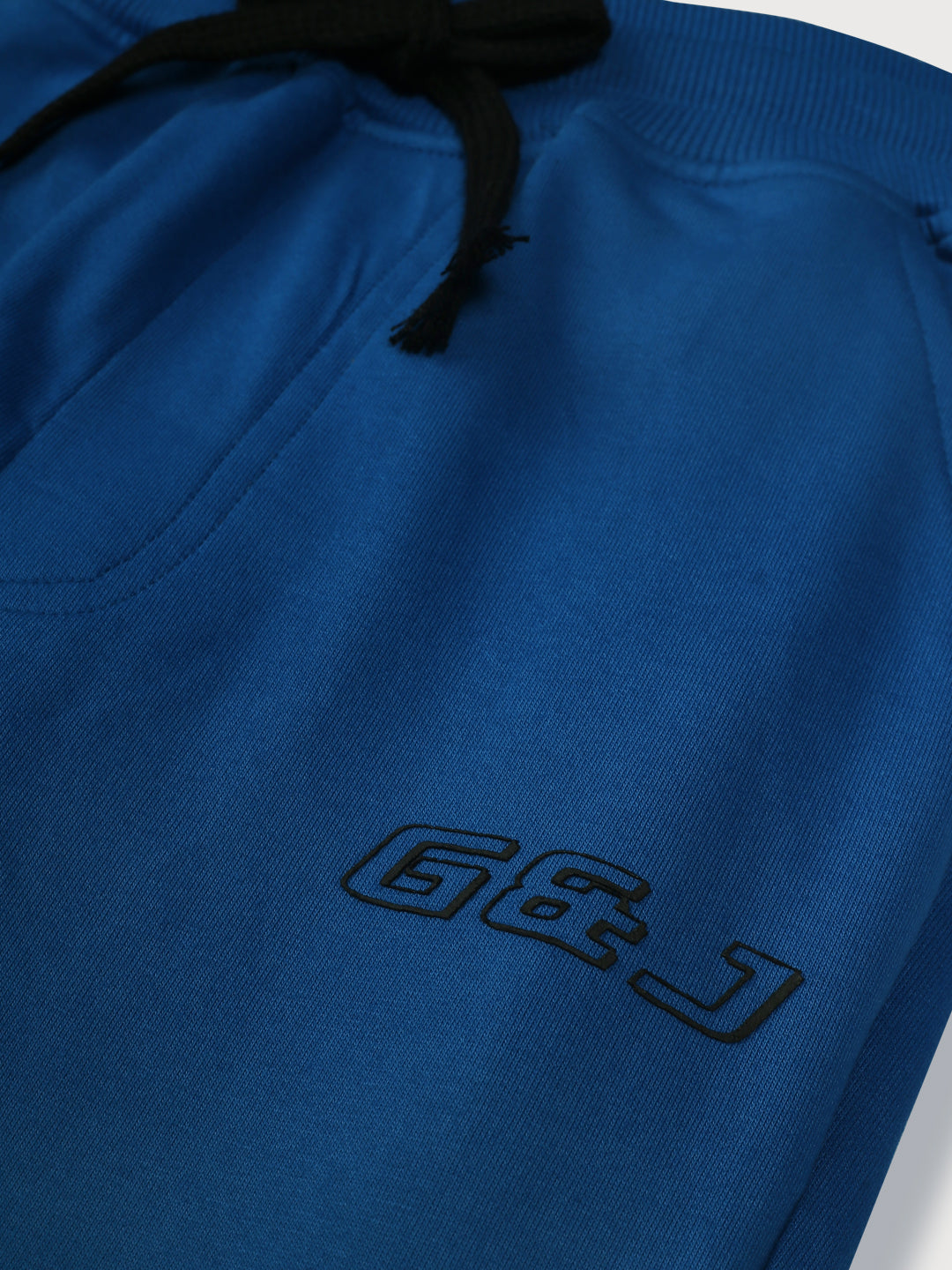 Girls Blue Solid Cotton Track Pant Elasticated