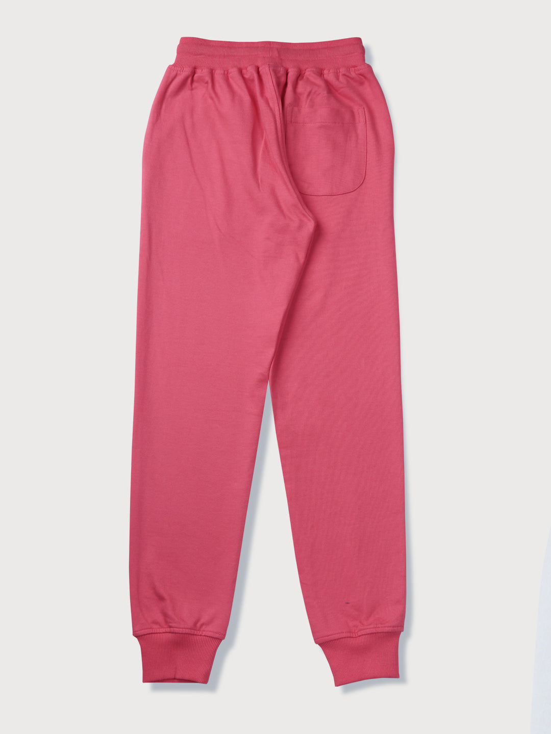 Girls Pink Solid Cotton Track Pant Elasticated