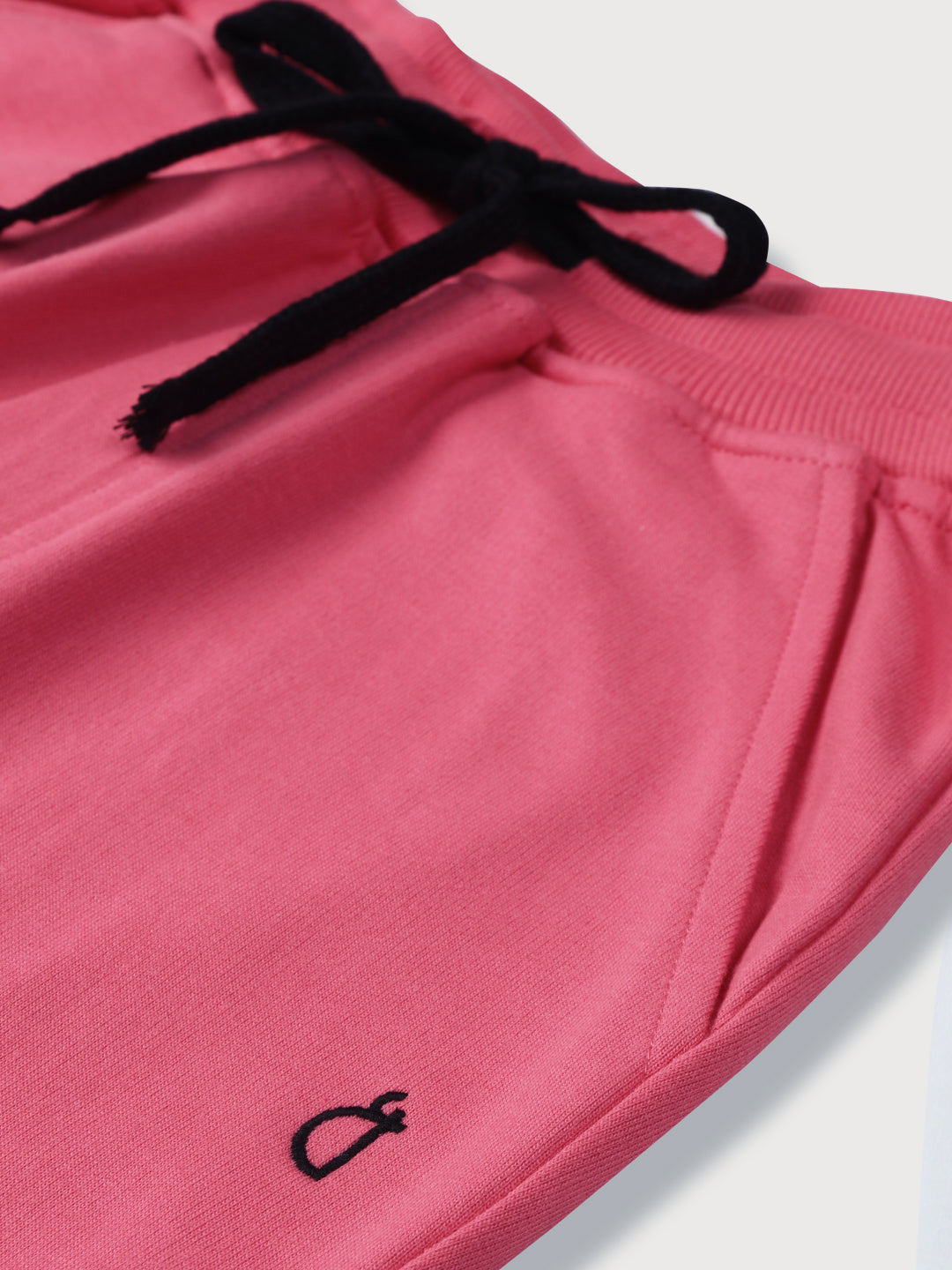 Girls Pink Solid Cotton Track Pant Elasticated
