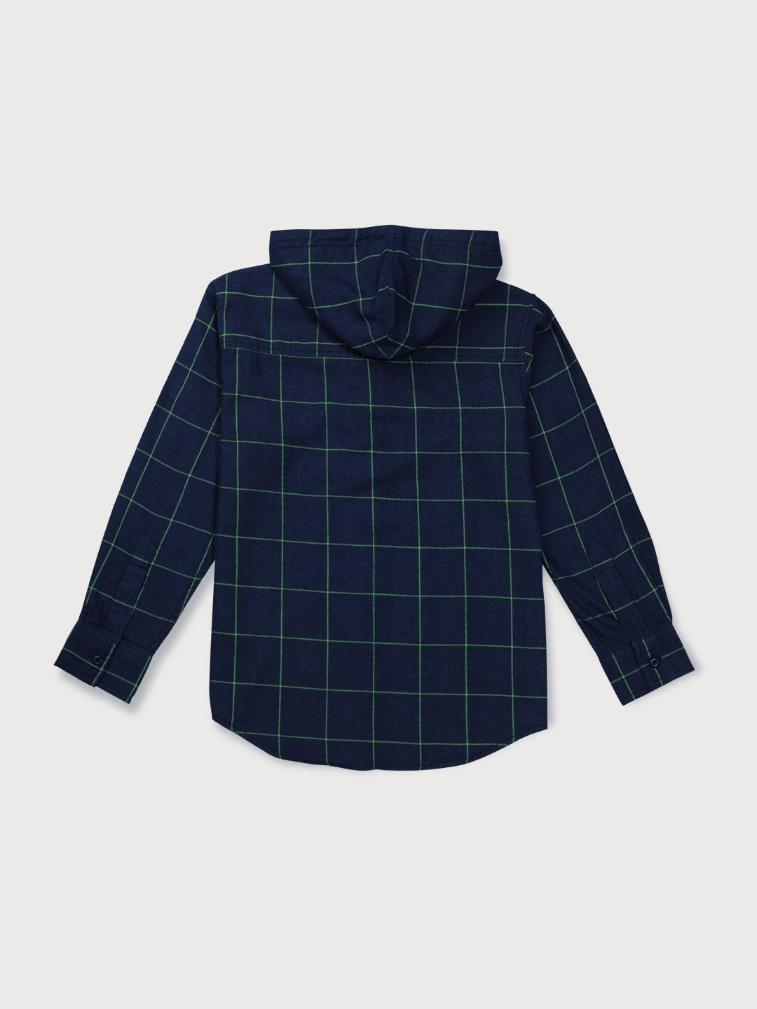 Boys Navy Blue Checks Cotton Shirt Full Sleeves