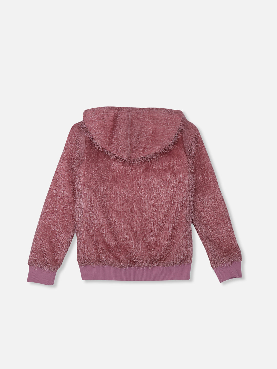 Girls Maroon Fleece Solid Full Sleeves Sweat Shirt