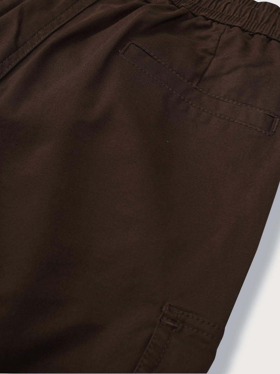 Boys Brown Solid Cotton Bermuda Elasticated
