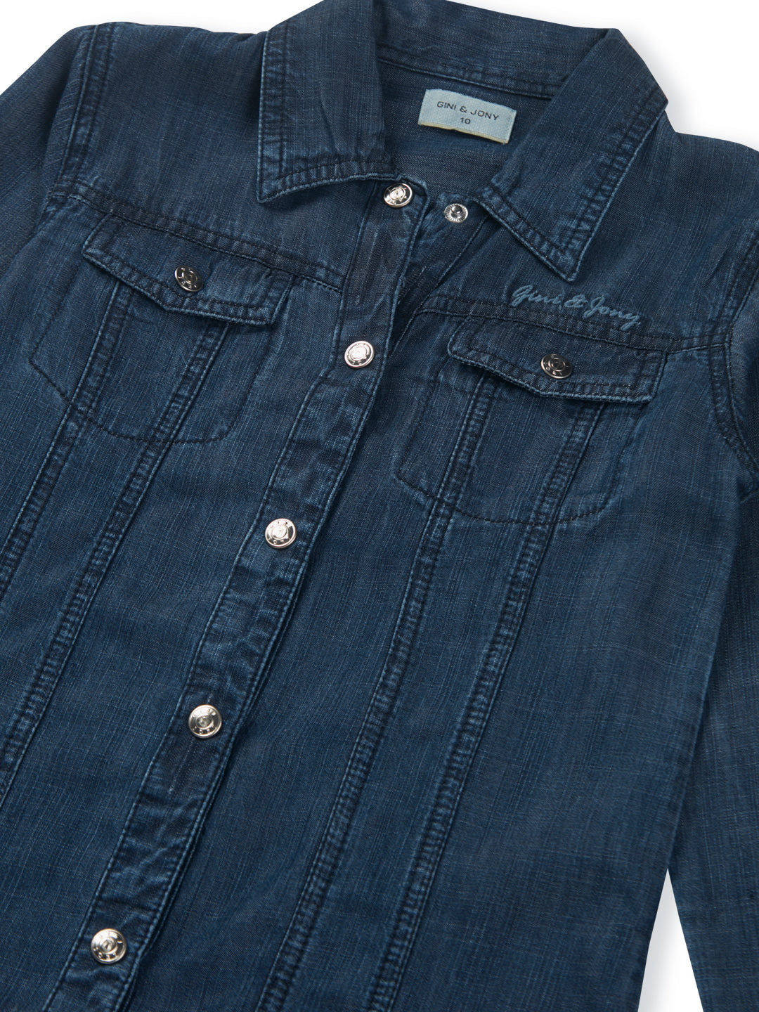 Girls Navy  Solid Denim Dress Sleeve Less