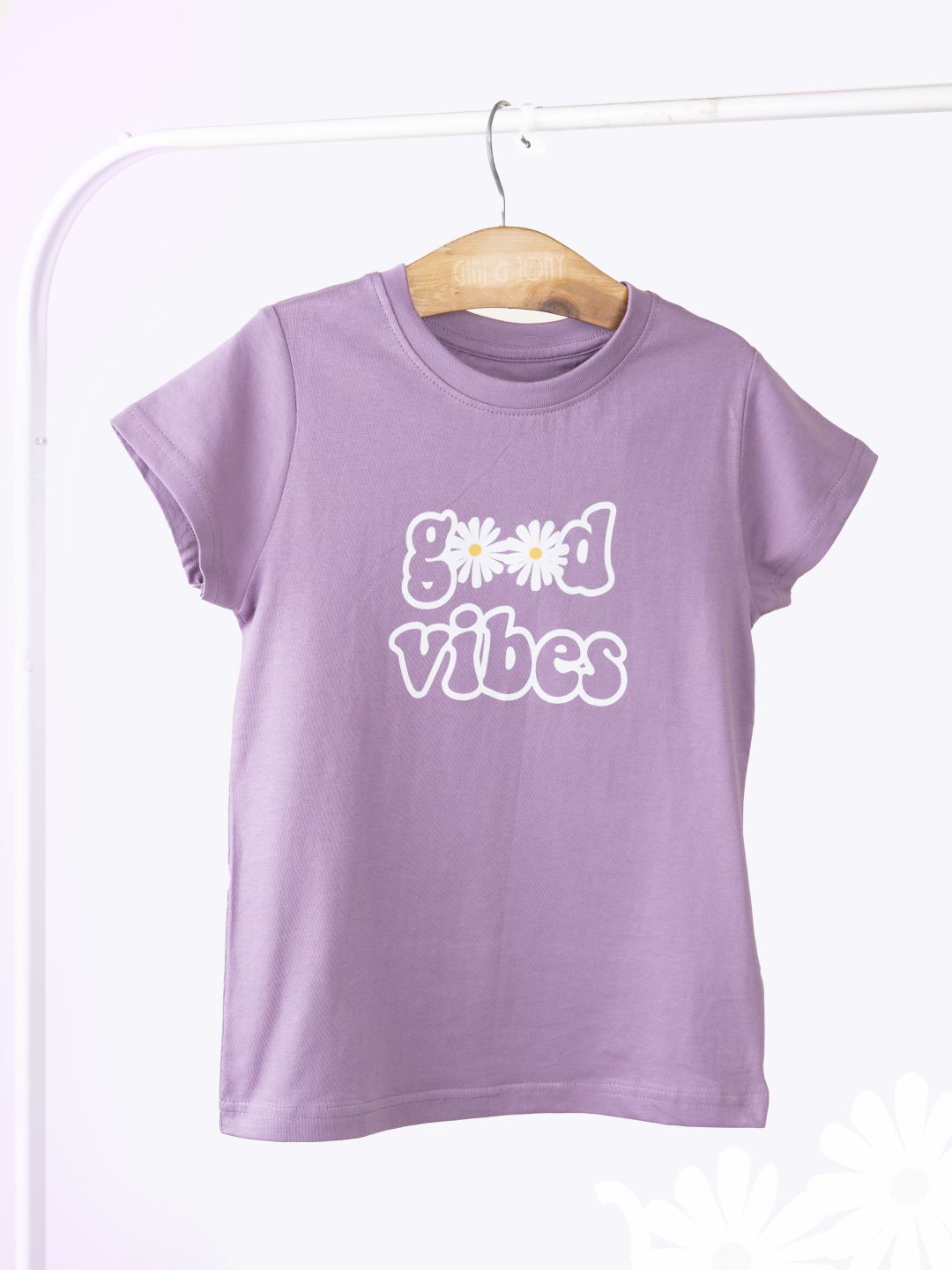 Girls Purple Cotton Printed Half Sleeves Knits Top