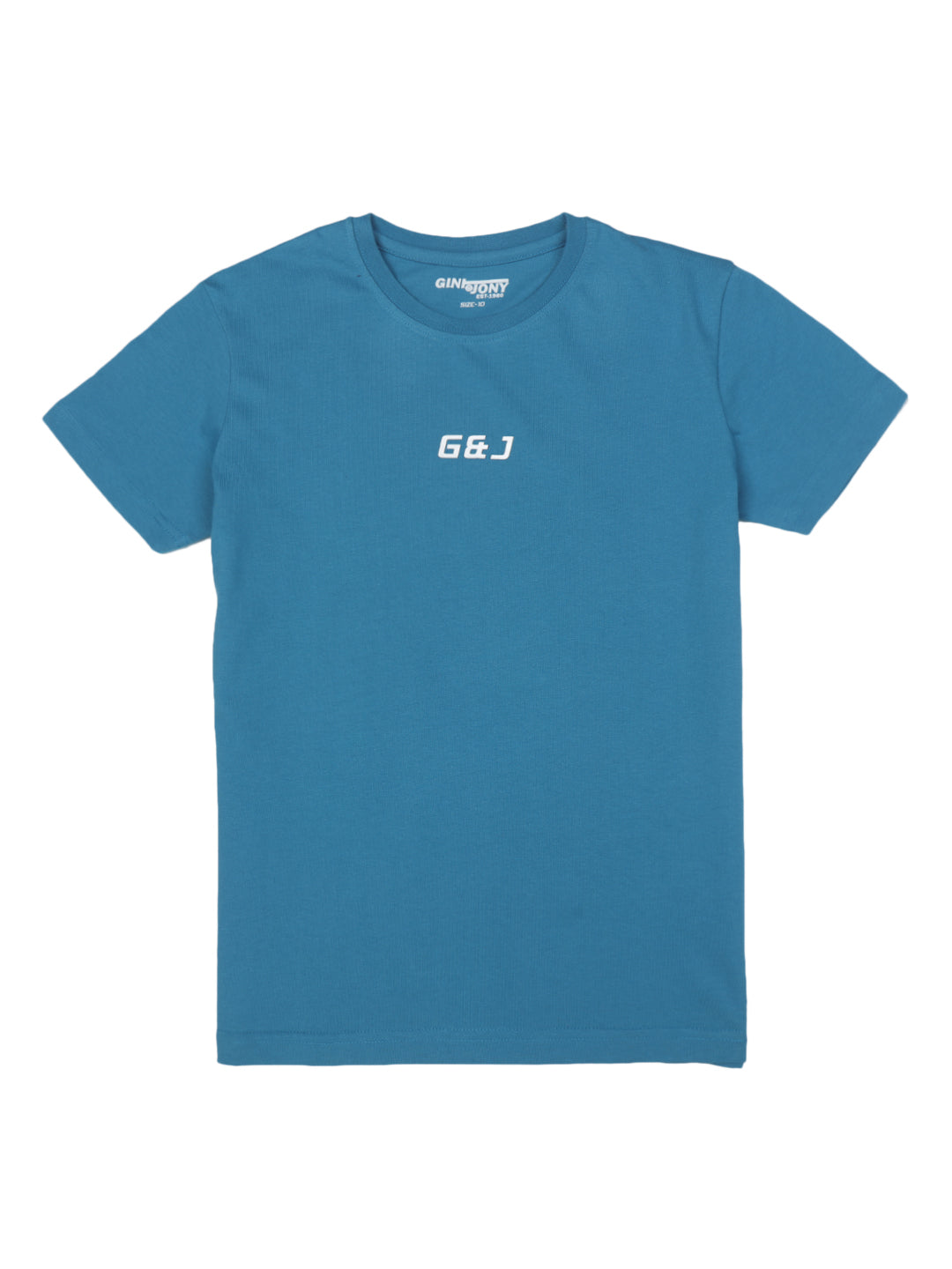 Boys Blue Solid Cotton T-Shirt Half Sleeves