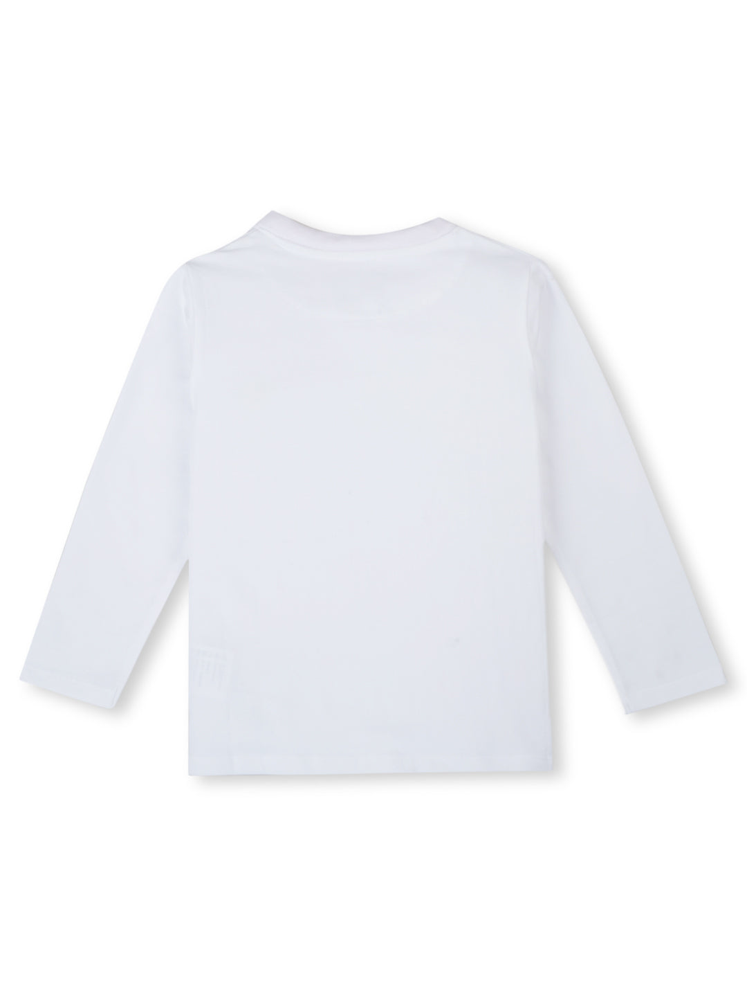 Girls White Graphic Print Cotton Knits Top Full Sleeves