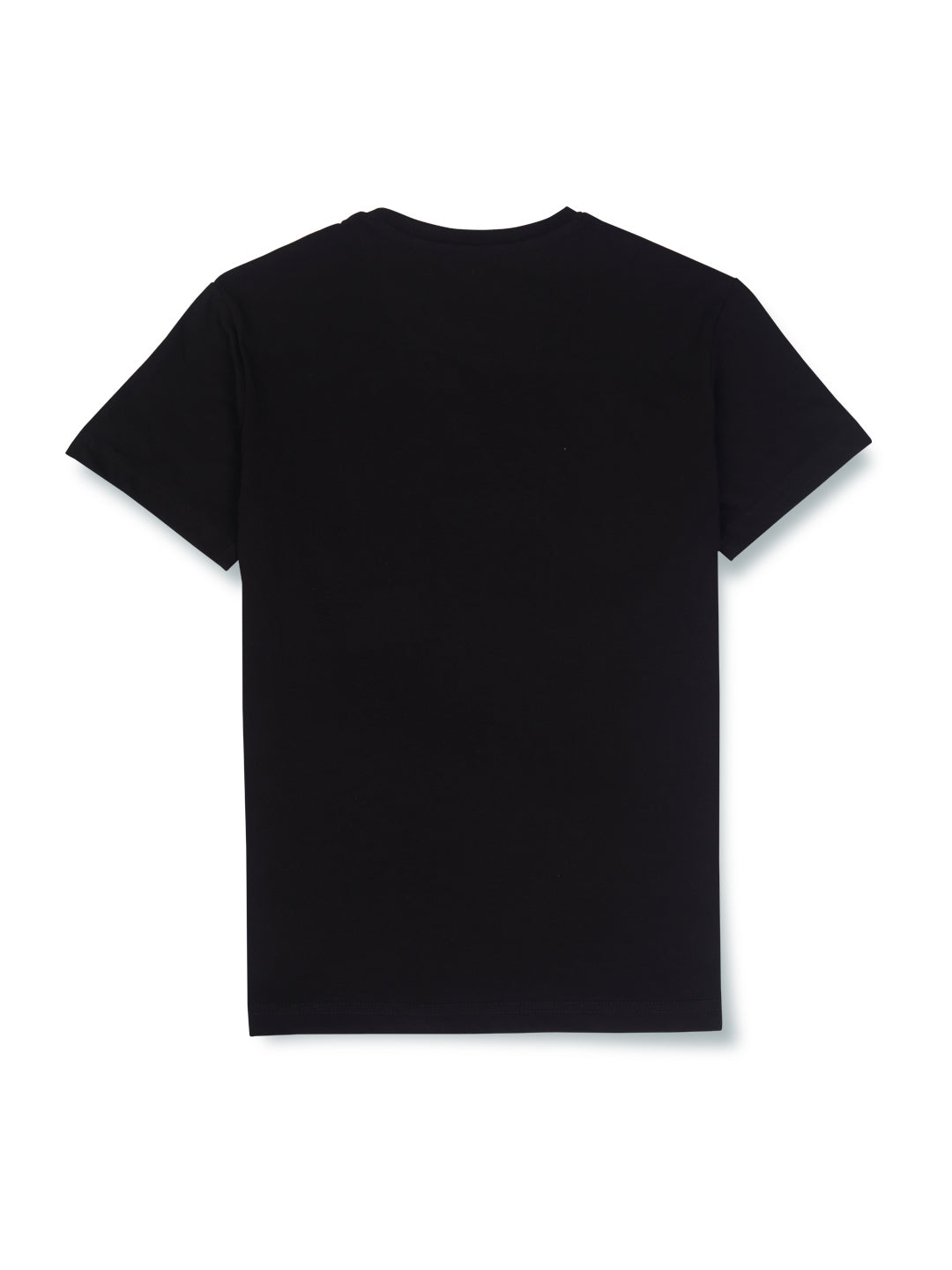 Boys Black Round Neck Knitted Cotton Printed T-Shirt