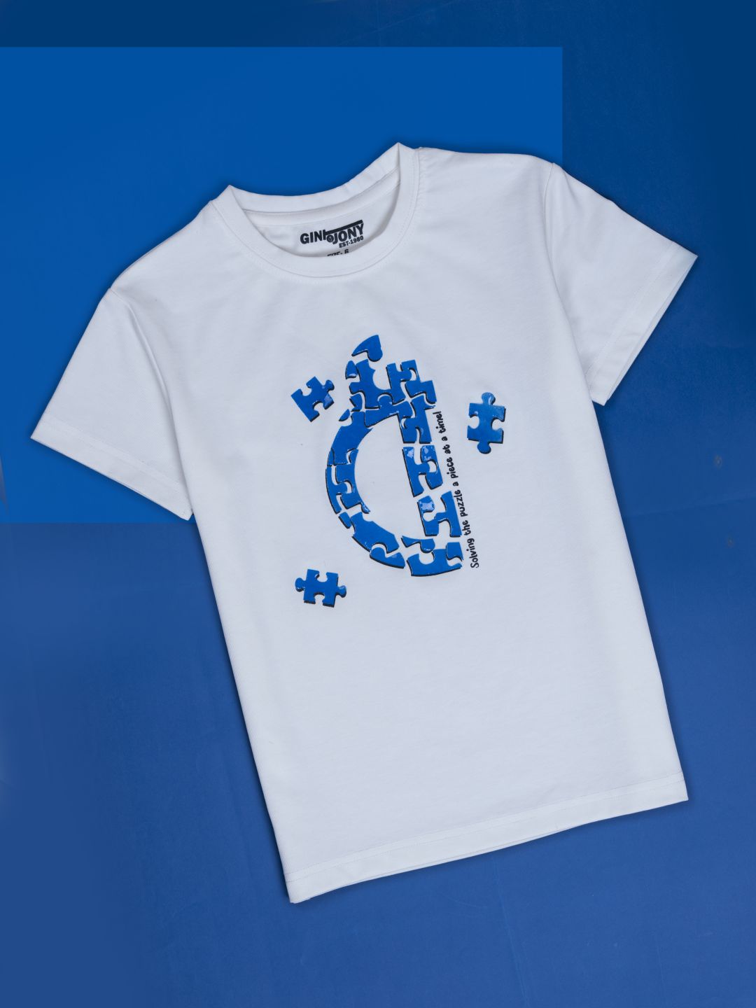 Boys White Printed Cotton Half Sleeves T-Shirt