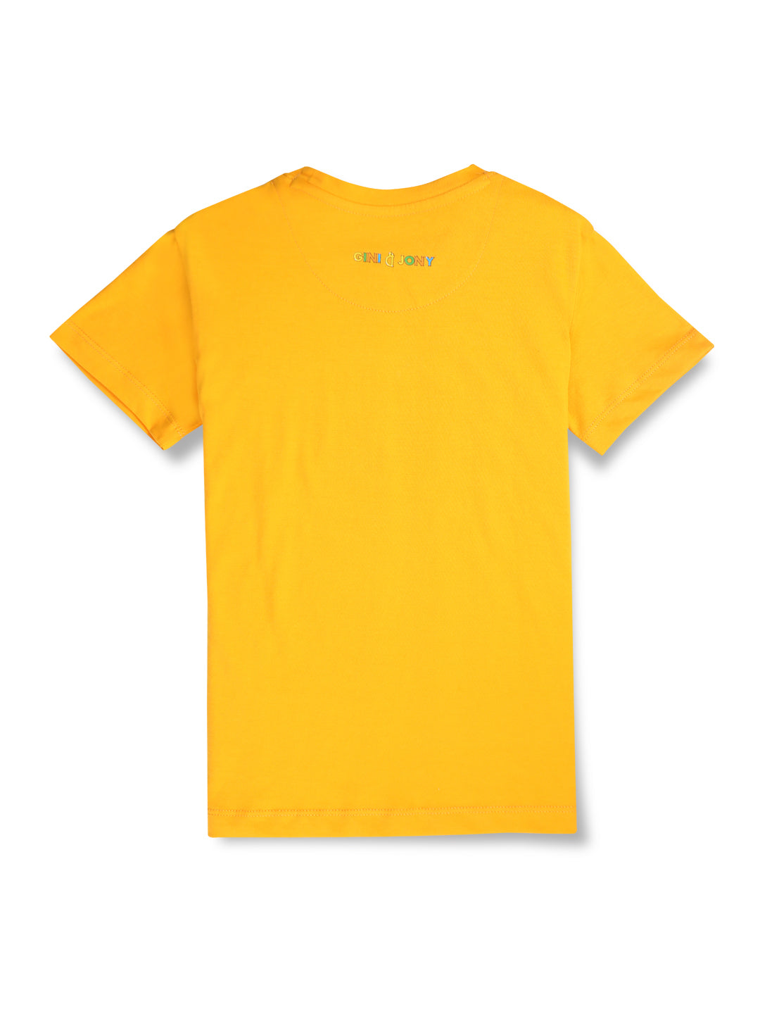 Boys Yellow Digital Print Cotton T-Shirt Half Sleeves