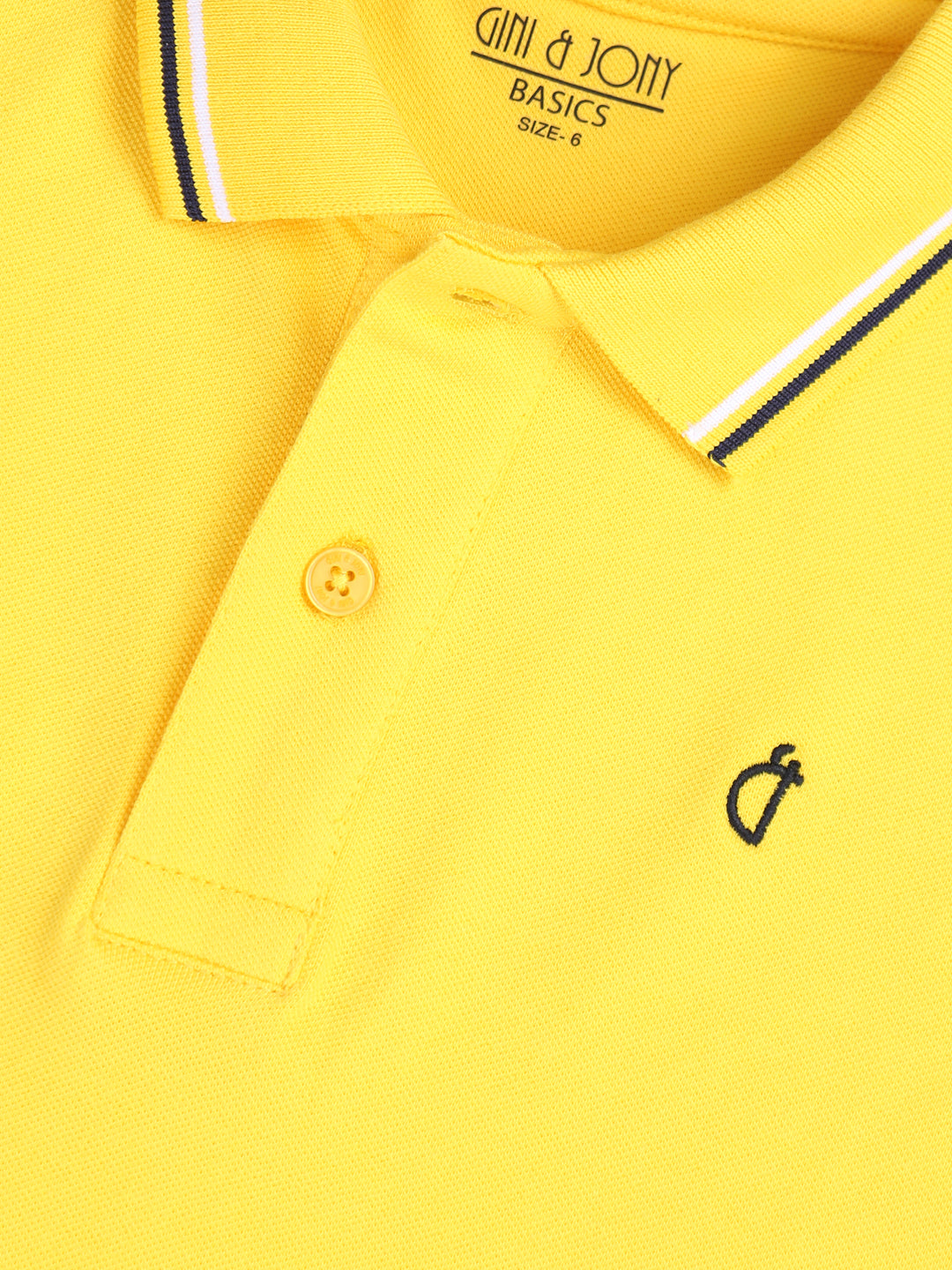 Boys Yellow Solid Pique Polo T-Shirt Half Sleeves