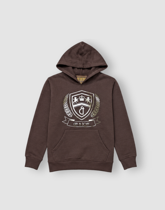 Boys Brown Metallic Print Full Sleeve Sweat Shirt