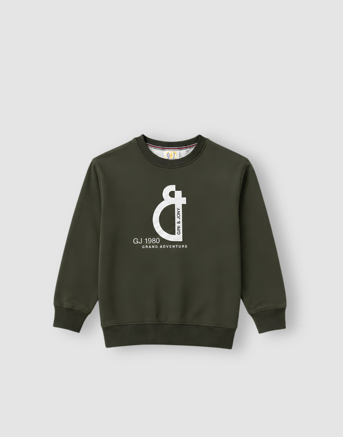 Boys Olive Typographic Print Full Sleeve Sweat Shirt