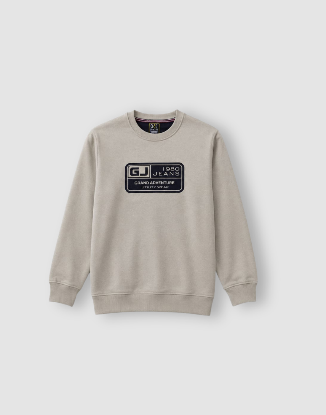 Boys Beige Typographic Print Full Sleeve Sweat Shirt