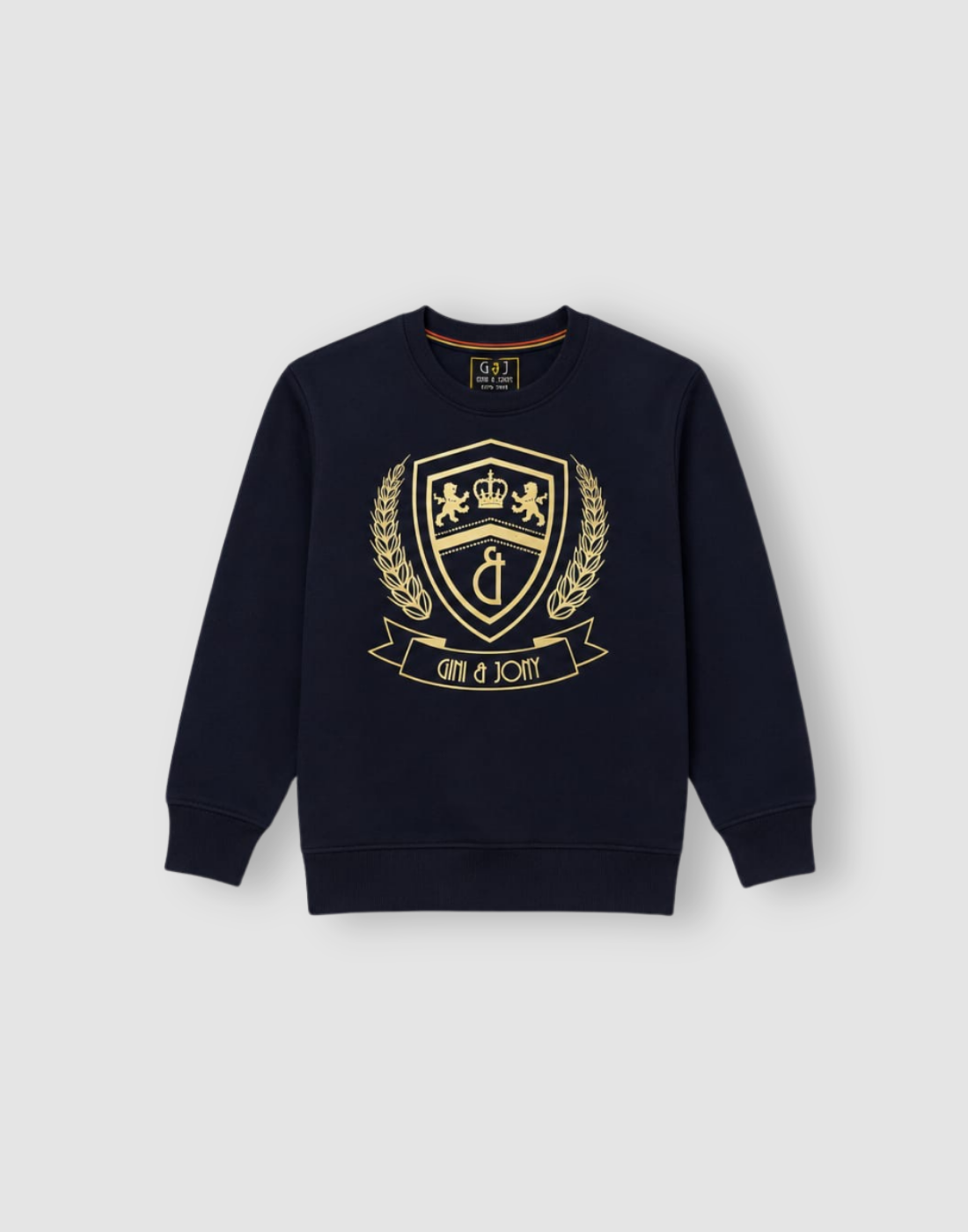 Boys Navy Blue Metallic Print Full Sleeve Sweat Shirt