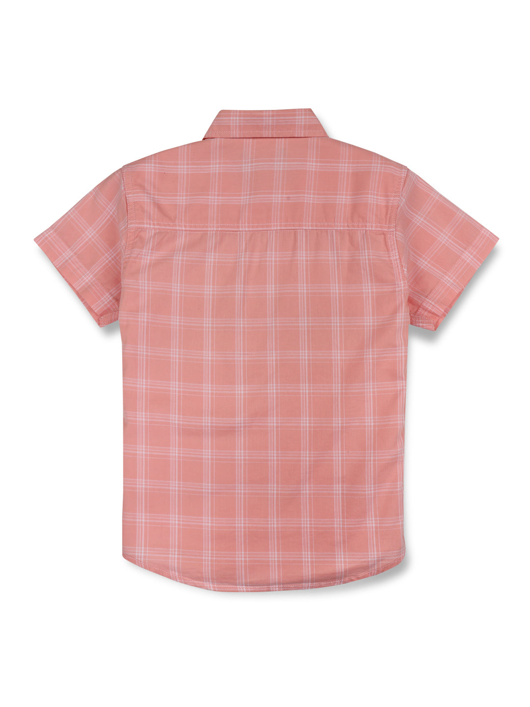 Boys Pink Cotton Checks Full Sleeves Shirt