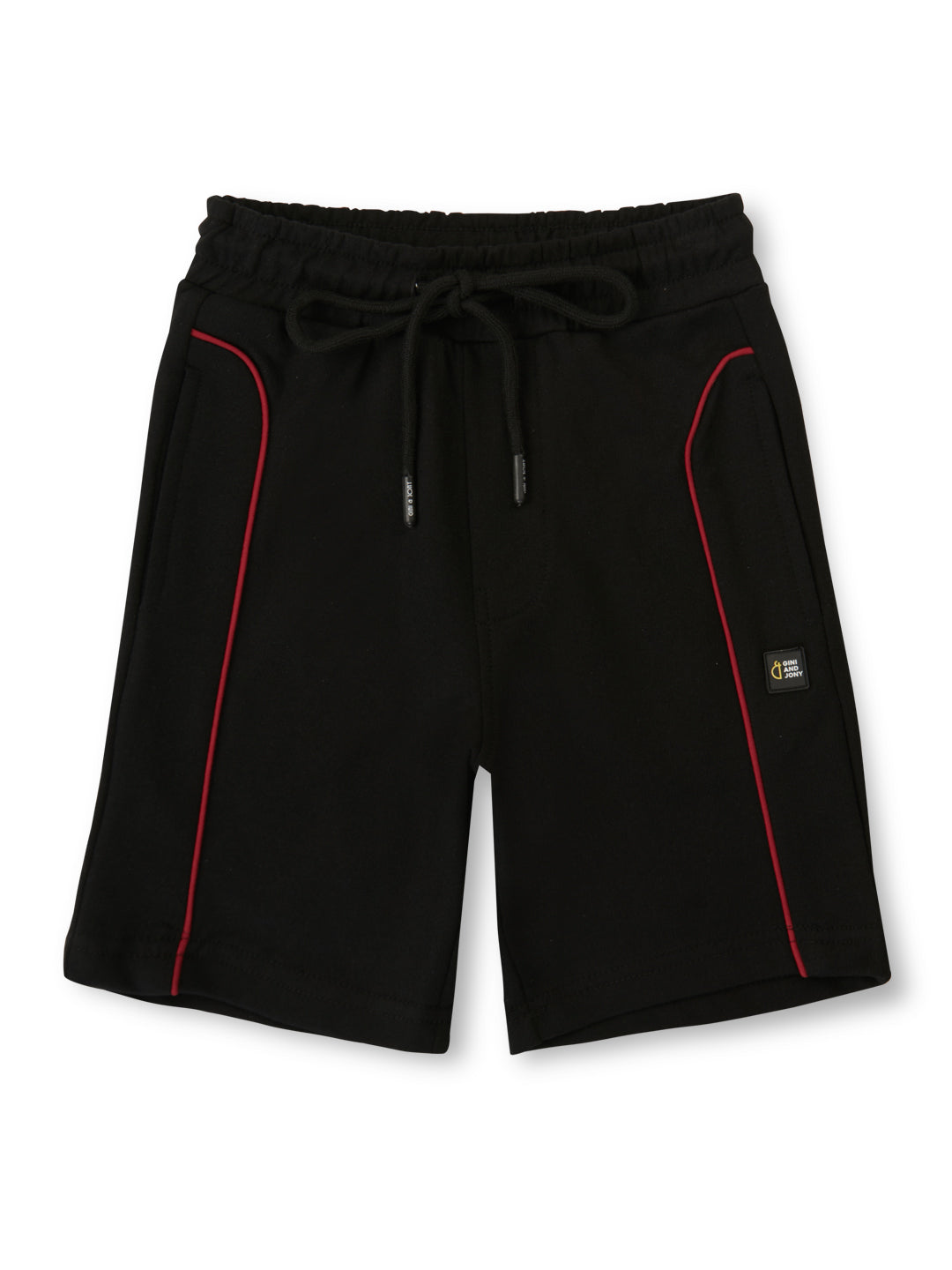 Boys Black Solid Cotton Bermuda Elasticated