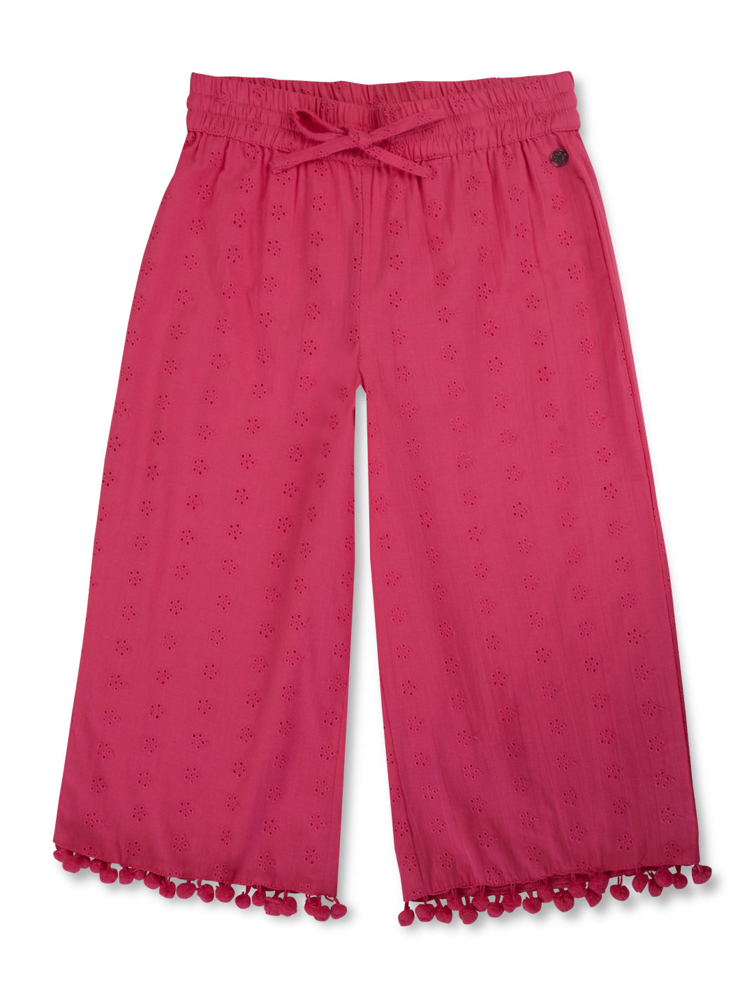 Girls Pink Eyelet Cotton Culottes Elasticated