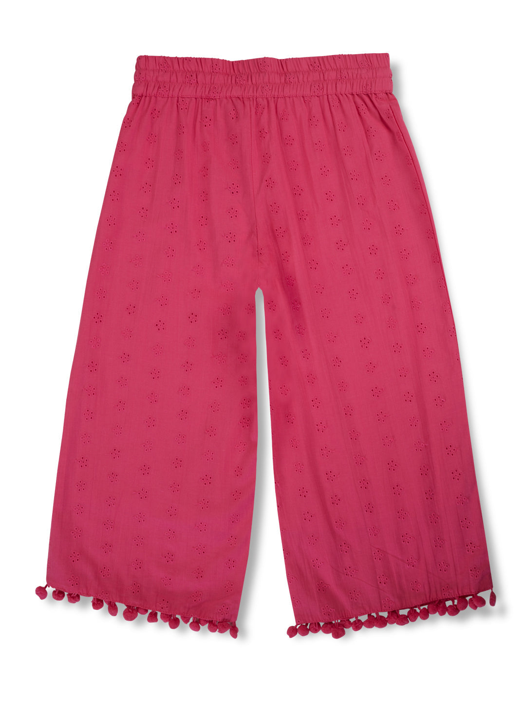 Girls Pink Eyelet Cotton Culottes Elasticated