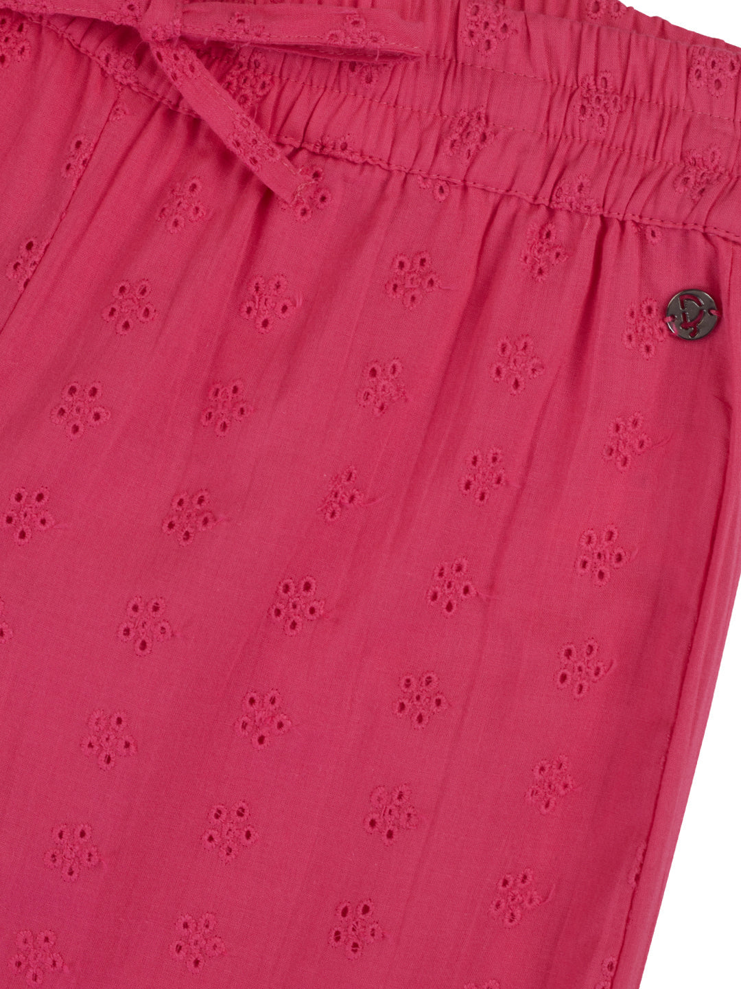 Girls Pink Eyelet Cotton Culottes Elasticated