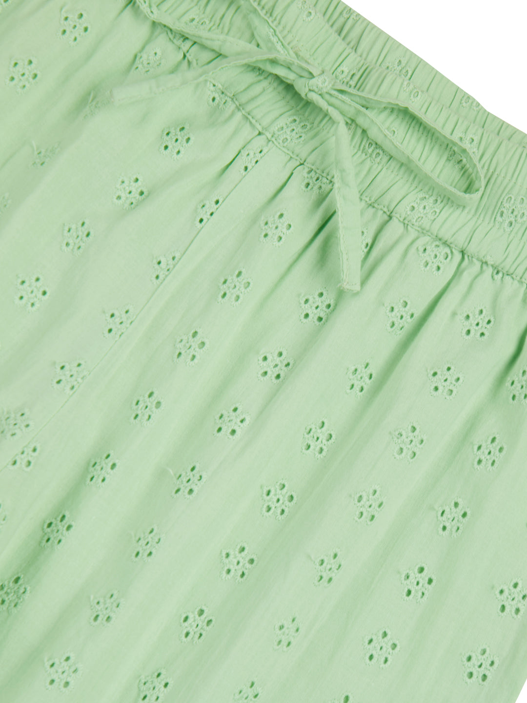 Girls Green Eyelet Cotton Culottes Elasticated