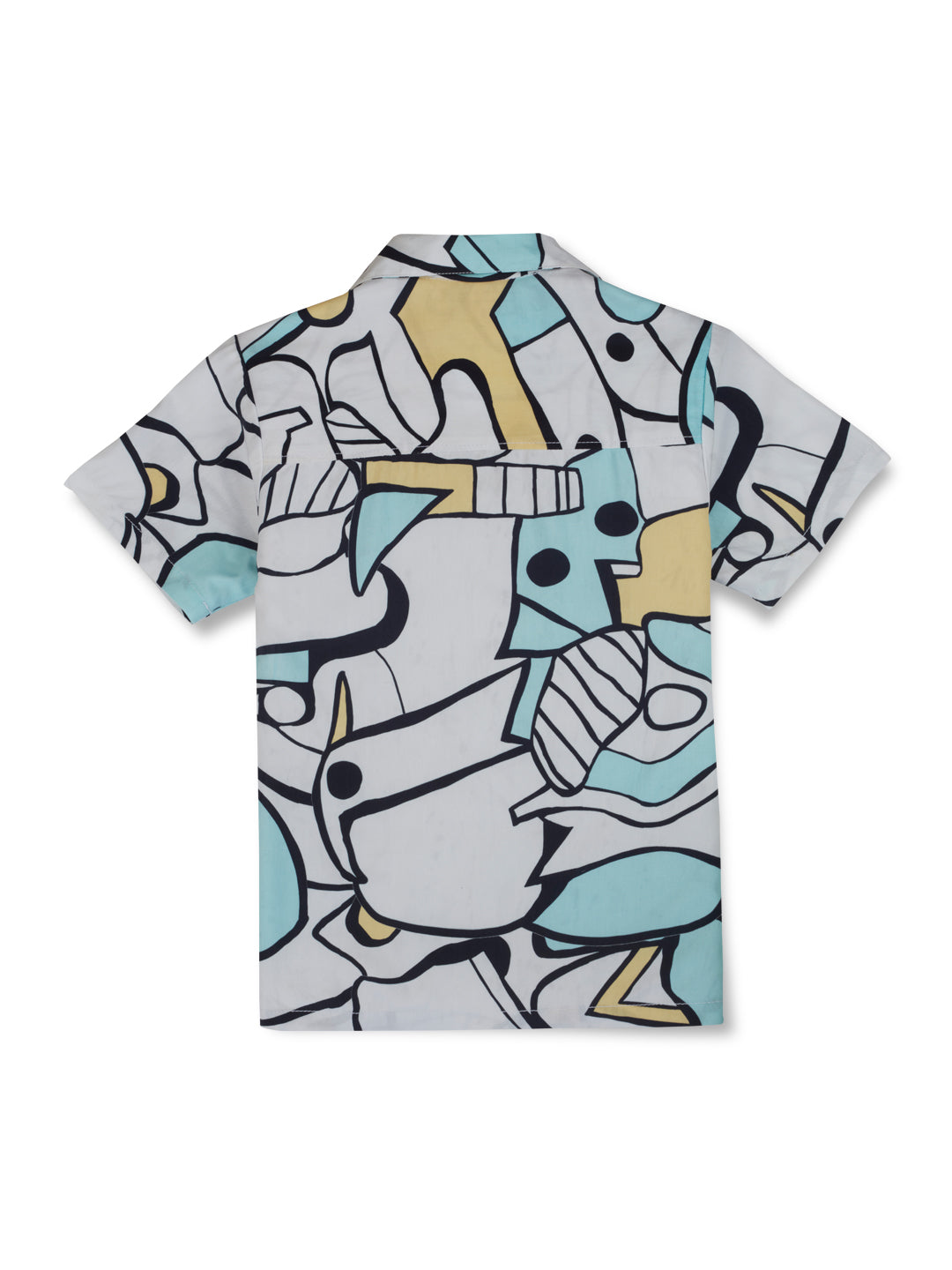 Boys White Abstract Cotton Co-Ordinate Set