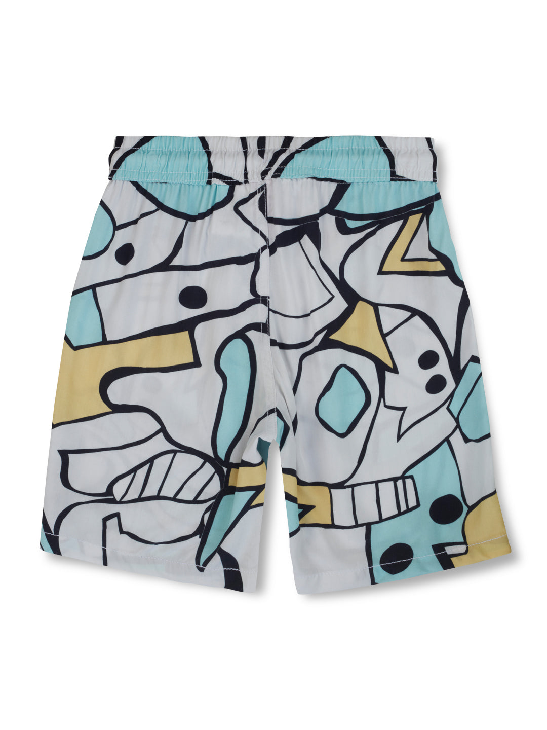 Boys White Abstract Cotton Co-Ordinate Set