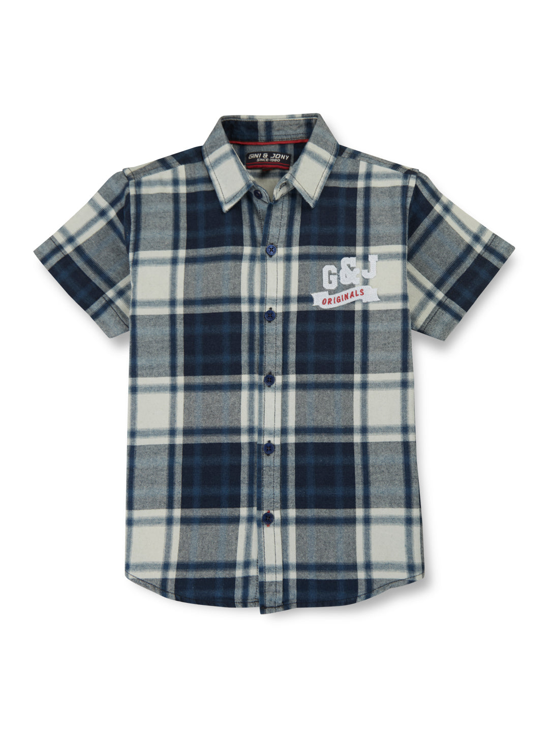 Boys Blue Checks Denim Co-Ordinate Set