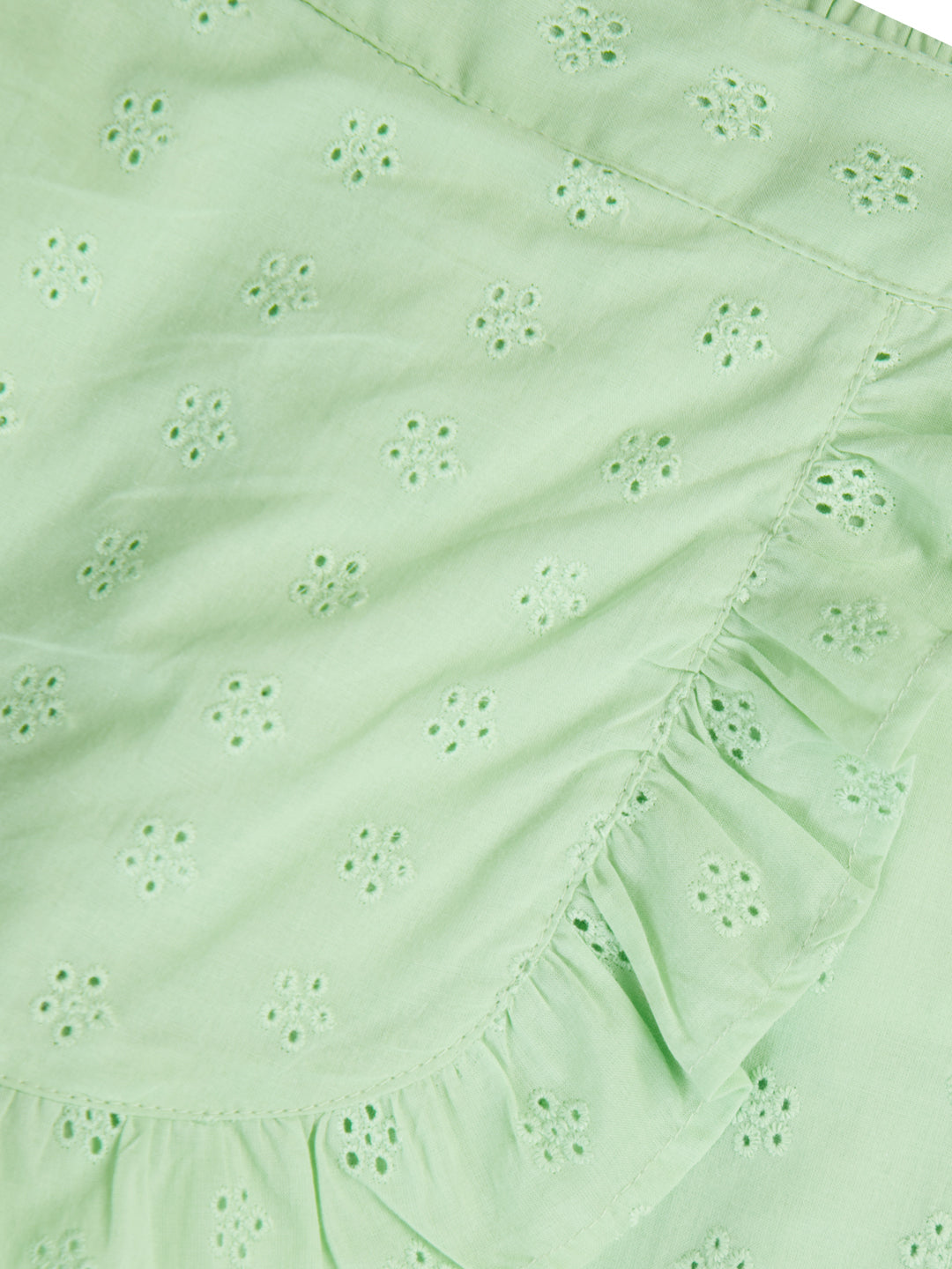 Girls Green Eyelet Cotton Skorts Elasticated