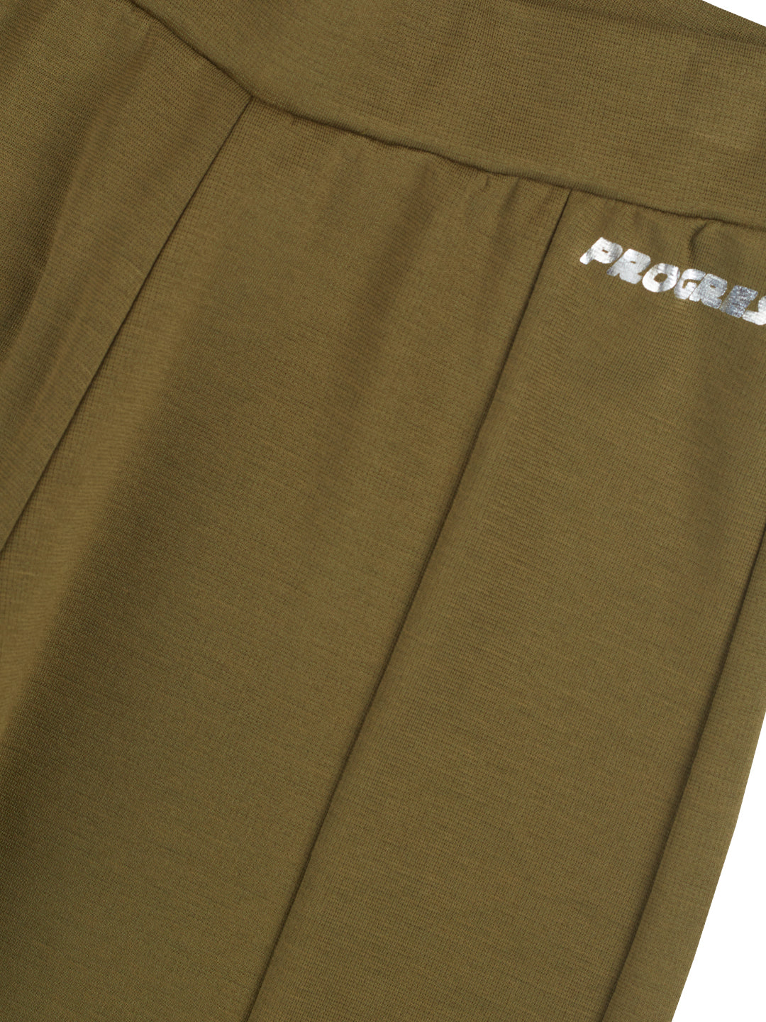 Girls Olive Solid Cotton Track Pant Elasticated