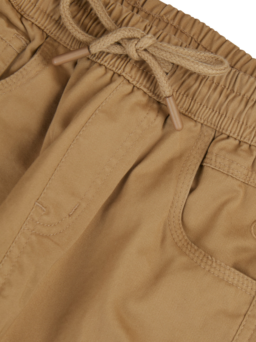 Boys Khaki Solid Cotton Trouser Elasticated