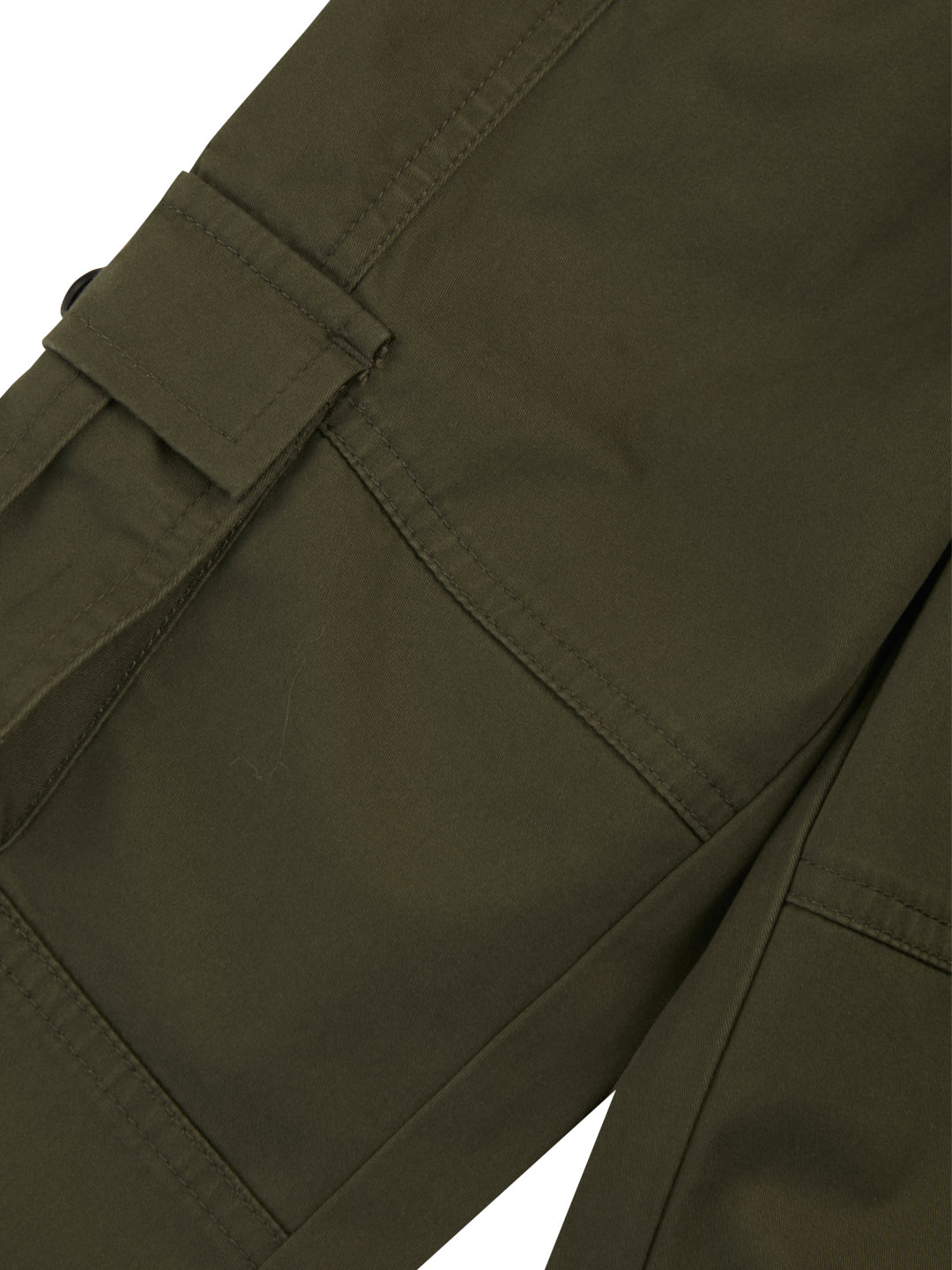 Boys Olive Solid Cotton Trouser Elasticated