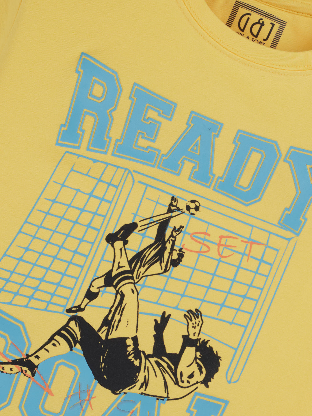 Boys Yellow Graphic Print Cotton T-Shirt Half Sleeves