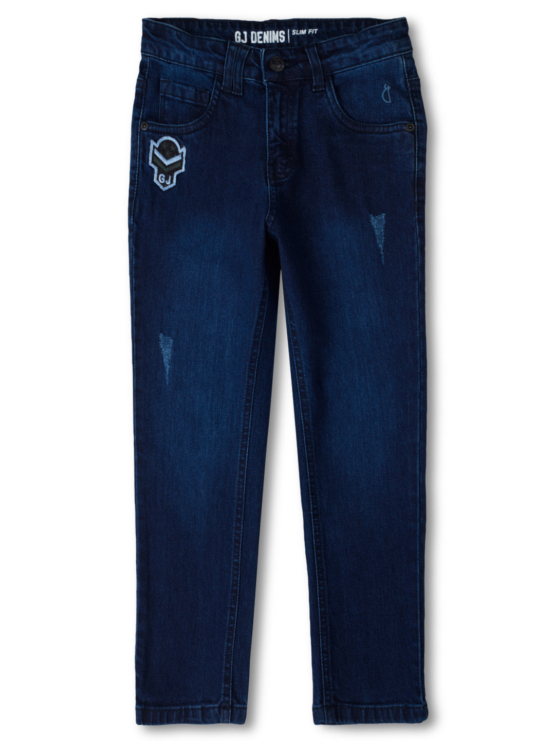 Boys Blue Distressed Denim Jeans Fixed Waist