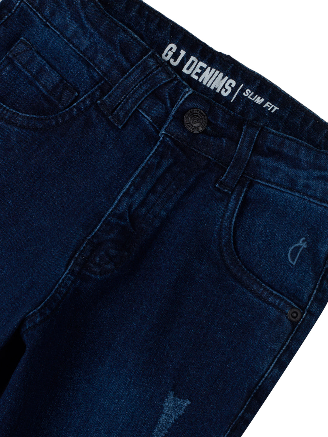 Boys Blue Distressed Denim Jeans Fixed Waist