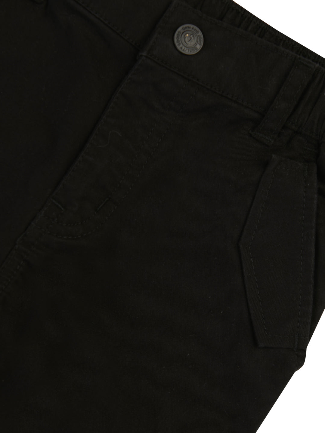 Boys Black Solid Cotton Trouser Elasticated