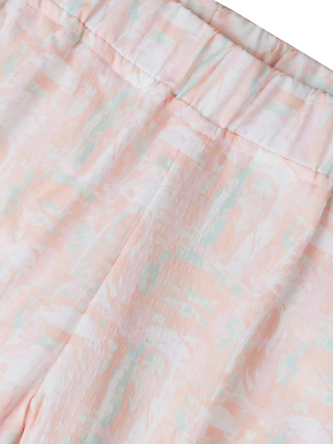 Girls Peach Abstract Cotton Track Pant Elasticated