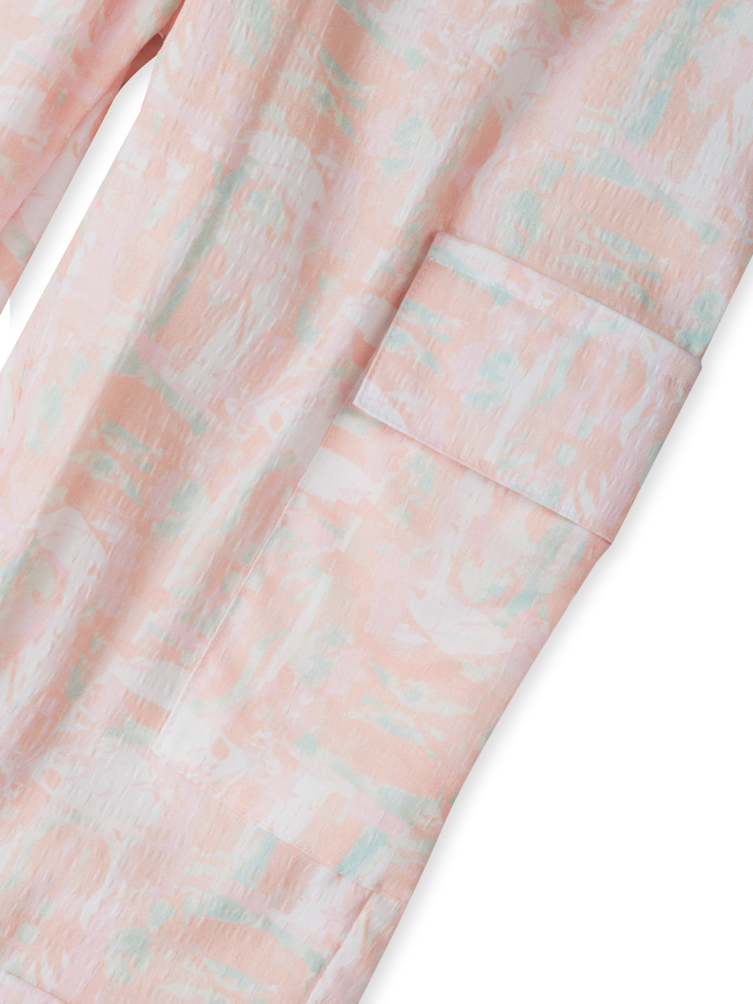 Girls Peach Abstract Cotton Track Pant Elasticated