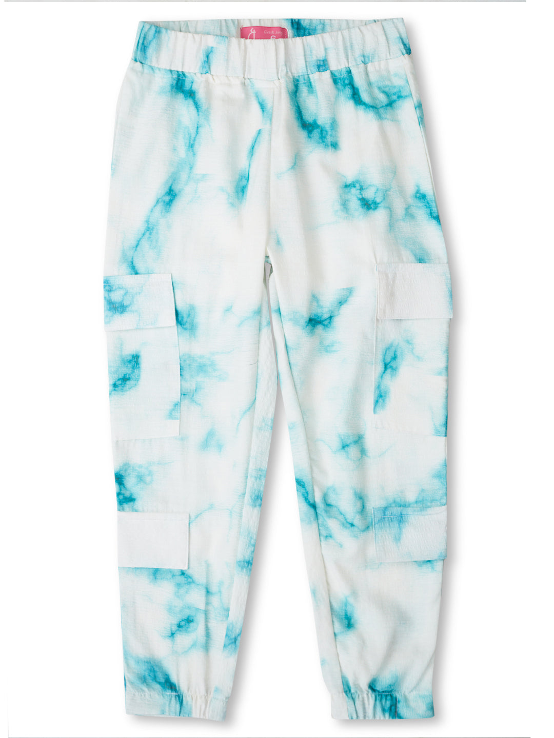 Girls White Tie Dye Cotton Track Pant Elasticated