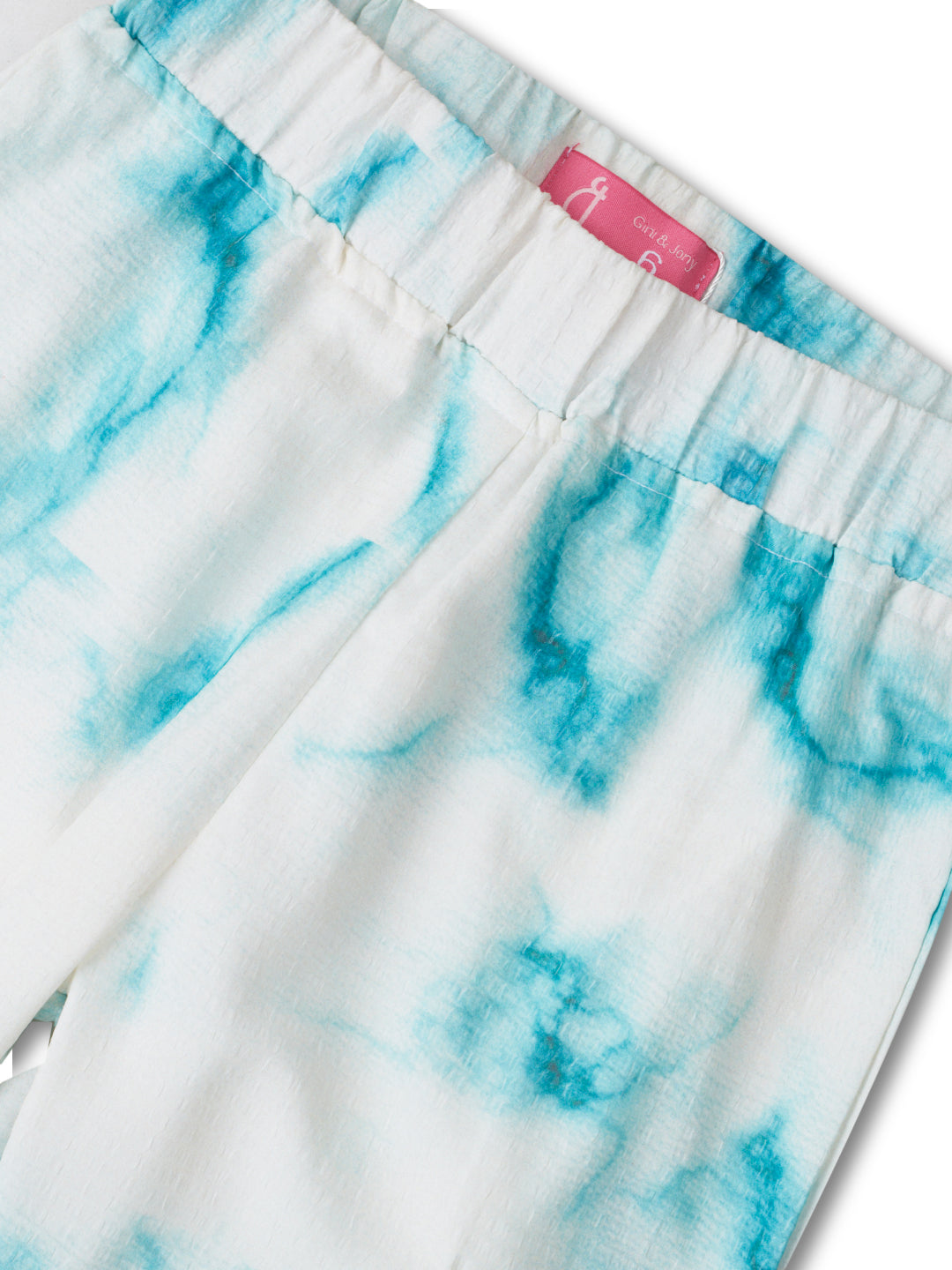 Girls White Tie Dye Cotton Track Pant Elasticated