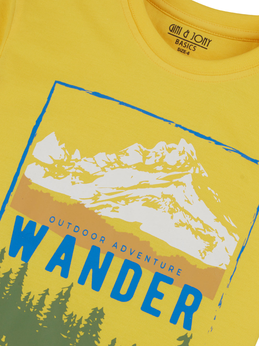 Boys Yellow Graphic Print Cotton T-Shirt Half Sleeves