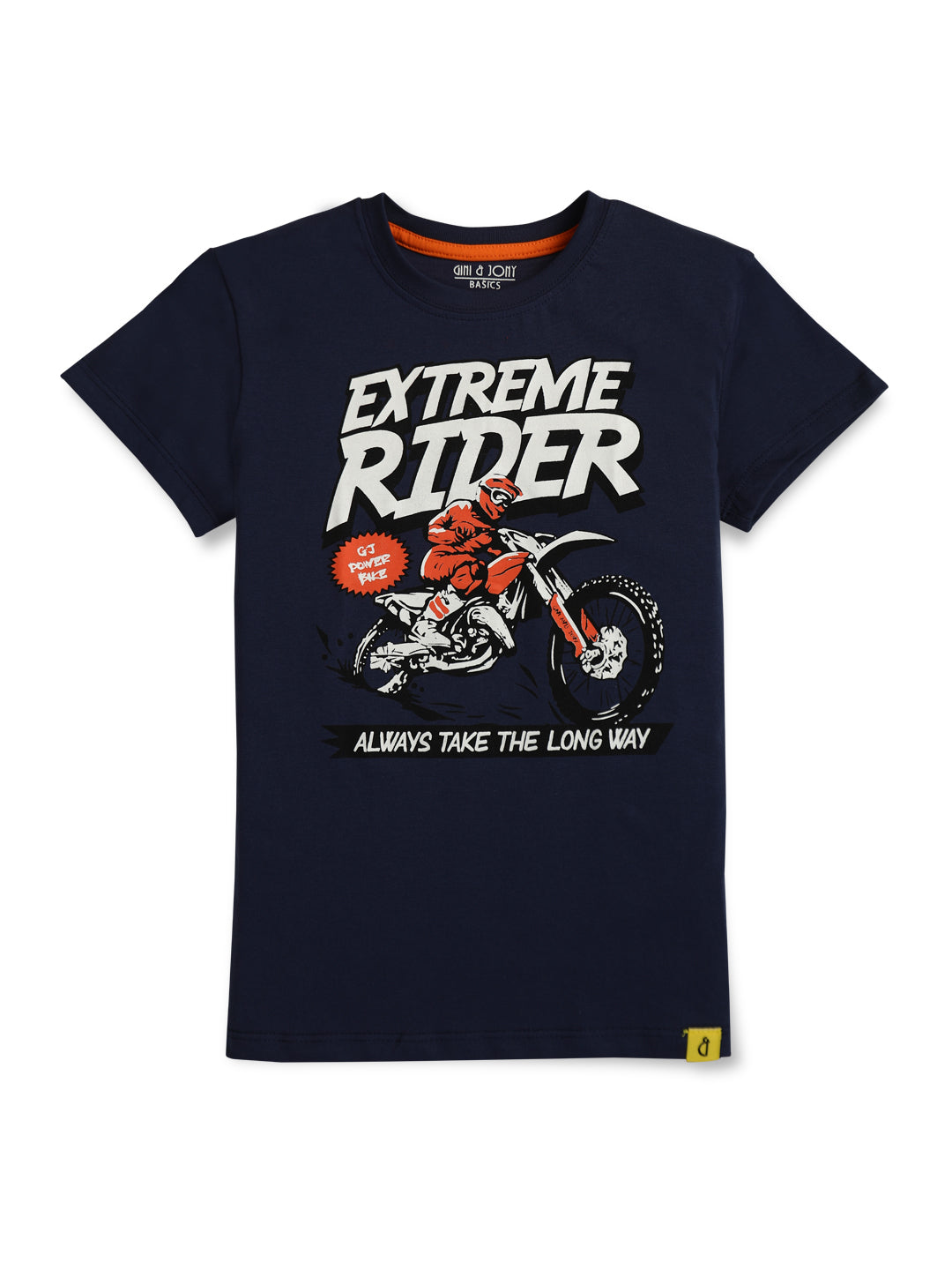 Boys Navy Blue Graphic Print Cotton T-Shirt Half Sleeves